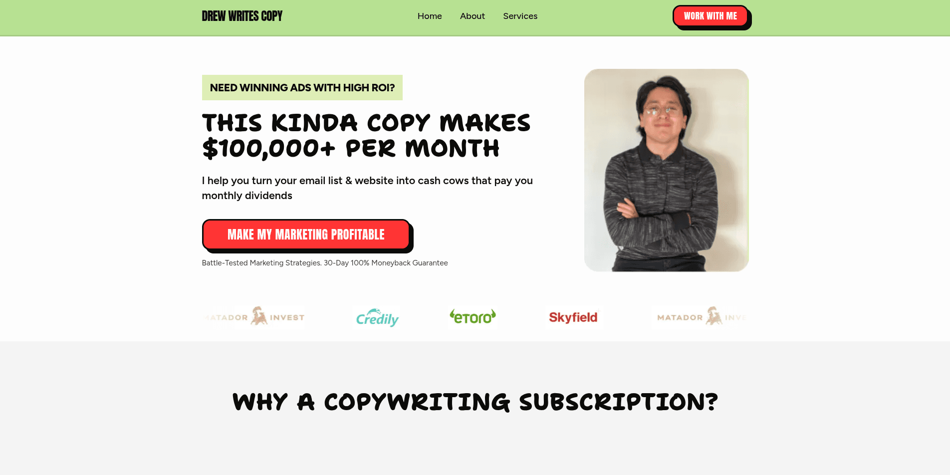 Vista de Drew Writes Copy